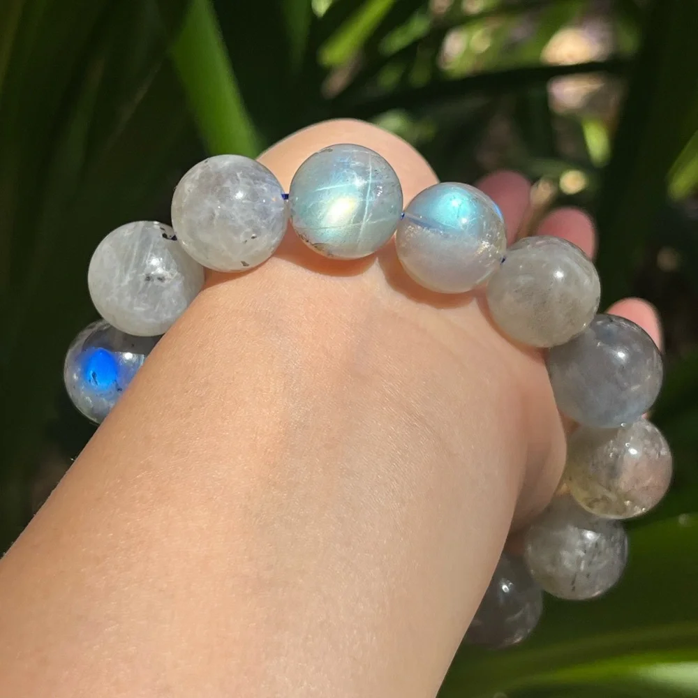 16mm chunky stretchable flashy‎ labradorite bracelet